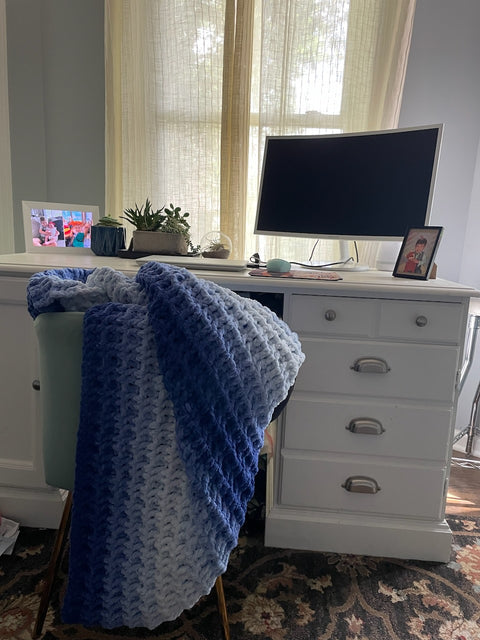 Blue and White Office Blanket